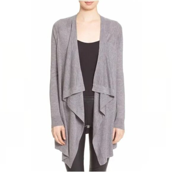 Vince Merino Wool Blend Waterfall Cardigan Gray Size S - Picture 1 of 12